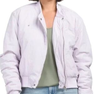 NWT Blank NYC lavender/lilac nylon asymmetrical zip bomber jacket size medium